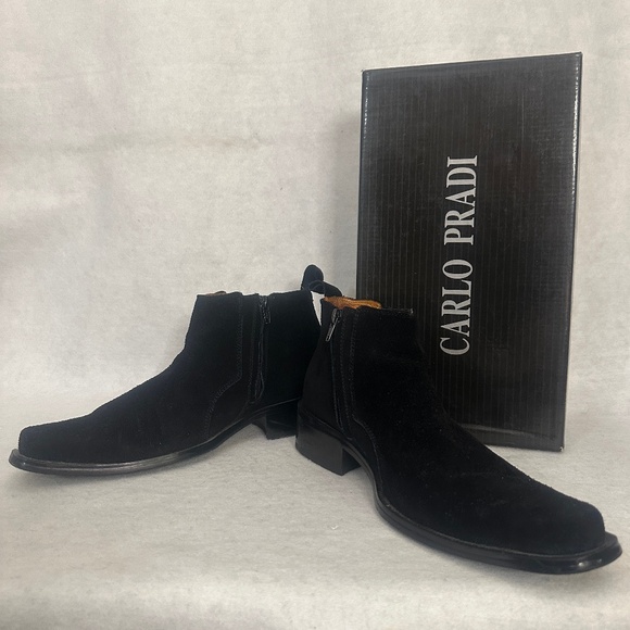 Carlo Pradi Suede Chukka Boots 8M Gently worn Zip sides Box included - Picture 1 of 8